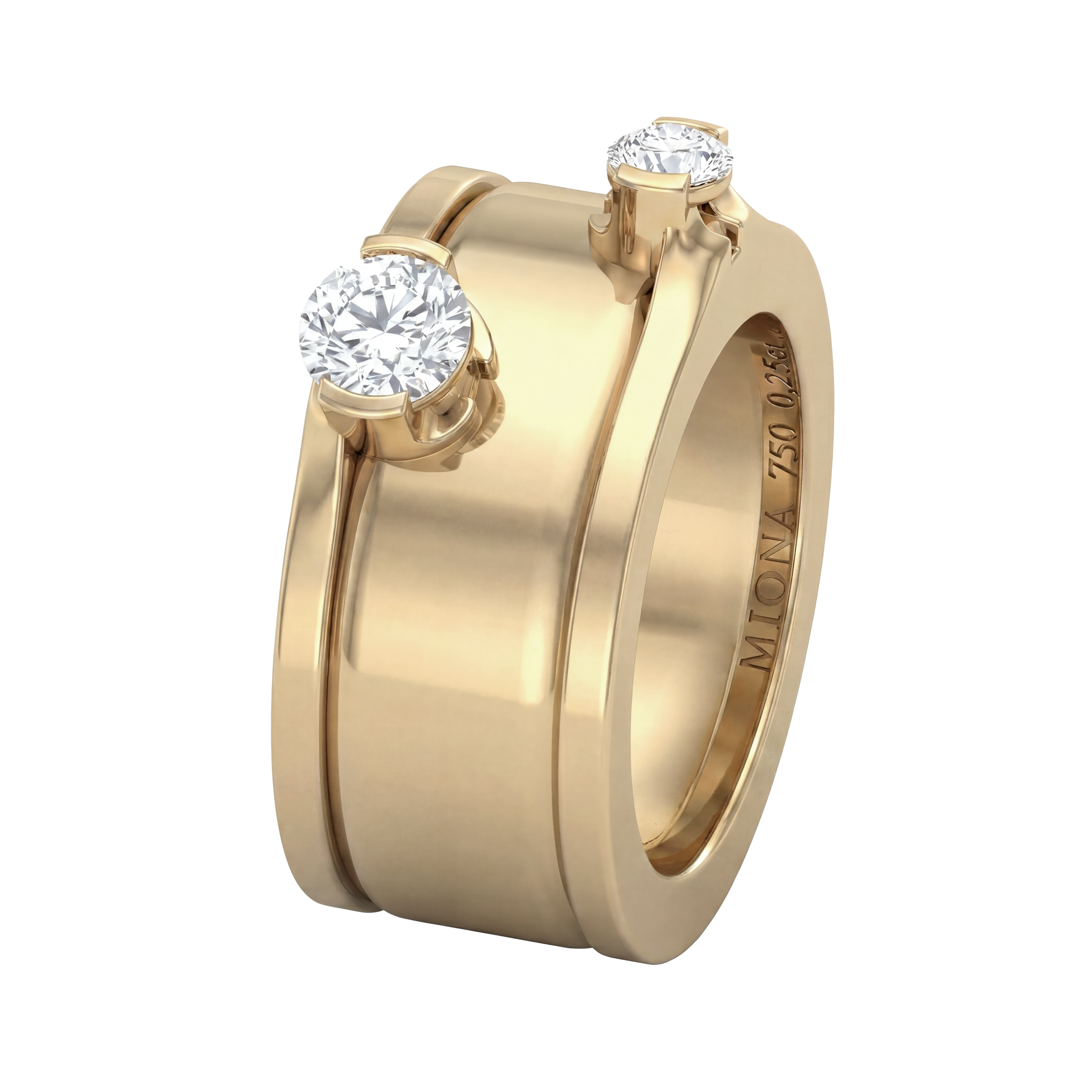 MIONA PREMIUM Aufsteckring in 18 kt Gold mit zwei Diamanten