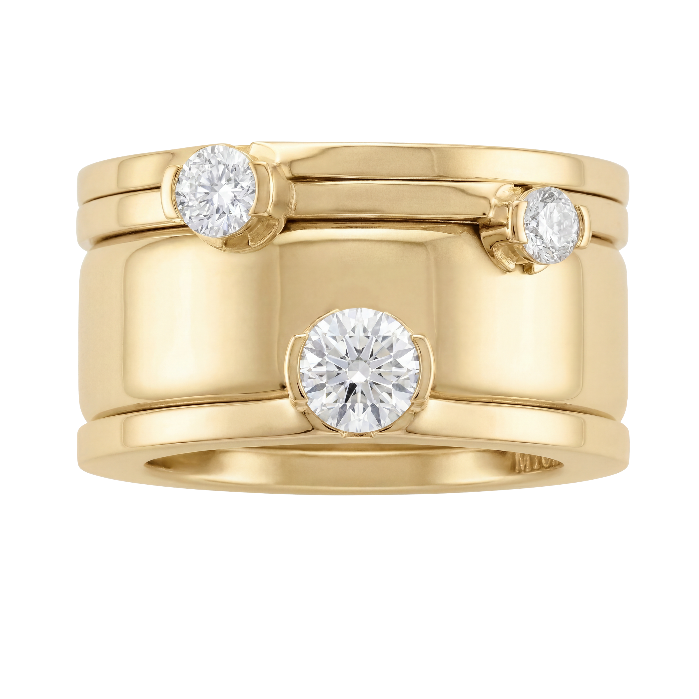 MIONA LUXURY Aufsteckring in 18 kt Gold mit drei Diamanten